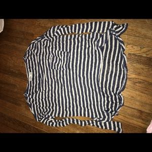 Thin Navy and cream striped sweater